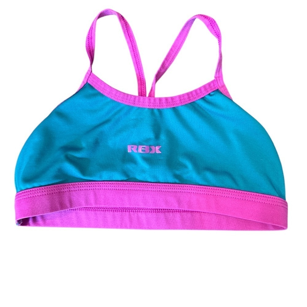 🟡RBX Kids Teal and Pink Racerback Sports Bra Size Medium